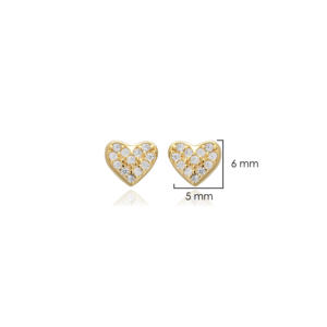 Minimalist <b>Heart</b> Design CZ Stone 925 <b>Silver</b> <b>Stud</b> <b>Earrings</b> Jewelry Handcrafted Wholesale Turkish Fine Jewelry - Product Image 2