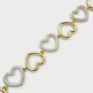 Bracelet tennis minimaliste en forme de coeur en or diamant Bracelet empilable Moissanite cadeau d'anniversaire romantique pour femme - Product Image 5