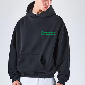 Sweat-shirts à capuche thermiques personnalisés avec logo frontal, en strass, coupe oversize, grandes tailles, 100 % coton, écologiques, unisexe, pour l'hiver, vente en gros - Product Image 1