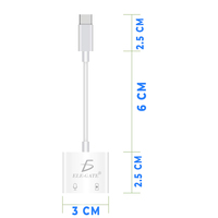 Adaptateur de casque ELE-GATE 2-en-1 double Type C vers prise jack 3,5 mm, neuf, en ABS, modèle WI.JBC039 pour téléphones mobiles