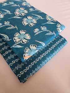 Ensemble de tissu en coton imprimé Jaipuri en denim tissé non cousu, haut et bas |   60x60 |   1 lot de 5 mètres en haut, 5 mètres en bas |   pour les costumes - Product Image 3