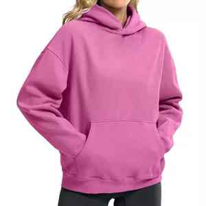 Prix bas, sweat-shirt à capuche en velours long pour femme 100% coton, impression de logo personnalisée sur le devant, sweat-shirt uni, vêtements d'automne/hiver, OEM - Product Image 2