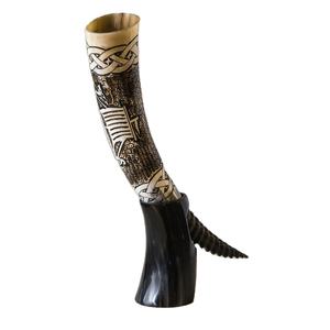 Corne à boire de Viking en verre SCI avec support en fer Meilleure qualité Corbeau de corbeau de Viking Corne à boire Pagan Norse Enactment Vikings - Product Image 1