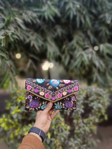 Stylish Mini Handmade <b>Women</b> Bag with Shimmering Beadwork Embroidery and Warm Color Prints Zipper Closure in 2025 - Product Image 2