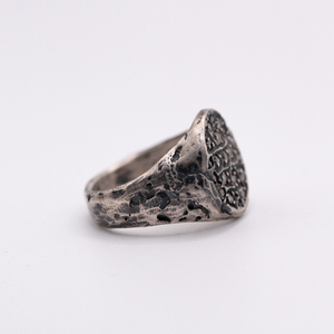 Handmade Luxury 925 Sterling Silver Signet Ring <b>Brown</b> Diamond Octagonal Texture Wide Band for Wedding Party Anniversary Made - Product Image 5