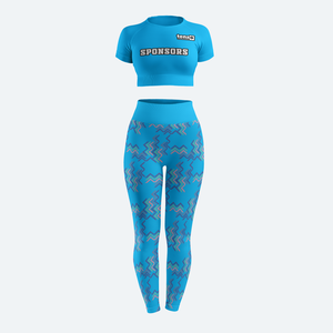 Ensemble de leggings et crop top athlétique pour femme, à taille élastique, respirant, séchage rapide, extensible, pour gym et yoga, avec impression par sublimation - Product Image 5