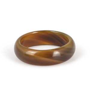 Vintage <b>Statement</b> Brown Agate <b>Ring</b> Fashionable Geometric Style Gold Plating Stainless Steel Inlay Free Size Gemstone <b>Rings</b> Gift - Product Image 1