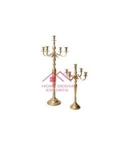 Bodas Fiesta Centros de mesa Soporte Hogar Hotel Decoración 5 Brazos Candelabros de cristal dorado Candelabros de metal Portavelas - Product Image 1