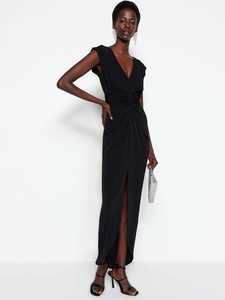 Vestido de Noche Elegante sin Mangas de Tul Largo hasta el Suelo con Bordado Artesanal de Cuentas, Antiestático, Silueta Recta, para Fiesta de Graduación - Product Image 4