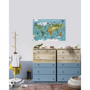 Mapa del Mundo Personalizado para Niños, Arte Mural, Mapa Colorido con Nombre - Product Image 5