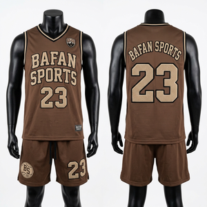 100% cotton T-<b>shirt</b> for men loose fit Premium <b>polyester</b> mesh 180 GSM baseball jersey and shorts set beige black sublimation - Product Image 3