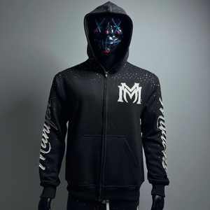 Ensemble de survêtement d'hiver pour homme avec logo personnalisé, coupe évasée, 100% coton, jogging, fermeture éclair acide, ensemble de survêtement de sport, pantalon de survêtement en strass, ensemble de sweat-shirt - Product Image 3