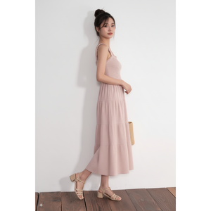 ราคาขายส่ง ชุดเดรสยาวปานกลางสำหรับผู้หญิง ทรงสโมค แต่งระบายประดับลูกปัด น้ำหนักเบา เหมาะสำหรับฤดูร้อน ผลิตจากโรงงานโดยตรง - Product Image 1