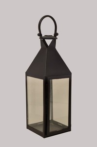 Linterna de vela de pared de cristal con forma cuadrada de Metal de alta calidad con mango colgante para uso doméstico al aire libre - Product Image 2