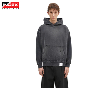 Sudadera con capucha de lavado ácido Vintage de tela pesada de algodón 100% de alta calidad de fabricante para hombre - Product Image 2