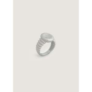 Osla <b>Silver</b> Oval Signet <b>Ring</b> Fashionable Stainless Steel Inlay Trendy <b>Eternity</b> Fashion <b>Rings</b> for Casual Office Occasions Gift - Product Image 2