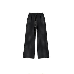 Pantalones Deportivos de Algodón 100% Ligeros, Estilo Urbano, Lavado Ácido, Desteñidos al Sol, con Logotipo de Pedrería, en Oferta - Product Image 1