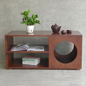Modern Wooden <b>Sofa</b> <b>Table</b> with Pet House 100x50x45cm Rubber Wood TT68253 - Product Image 3