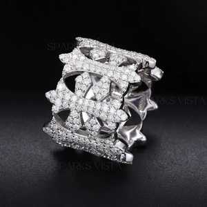 Bague croix en diamant glacé pour femmes à la mode 10K/14K/18K or D couleur Vintage Hip Hop bijoux de haute qualité pour le réglage de pavé certifié - Product Image 5
