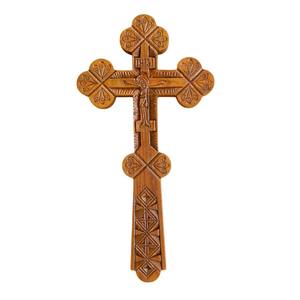Fabriqué à la main sculpté en bois de manguier croix murale finition Antique croix en bois pour la maison et l'église décor cadeau spirituel - Product Image 5