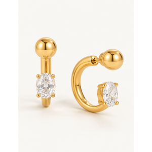 <b>Pearl</b> <b>and</b> <b>Diamond</b> Oval Hoop <b>Earrings</b> for Party Wedding Gift - Product Image 1