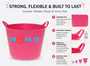 14 26L <strong>Plastic</strong> Flexi Tub Bucket, Laundry Flexible Tub <strong>Trug</strong> for Building Construction Garden Horse Feeding Household Storage - Product Image 3