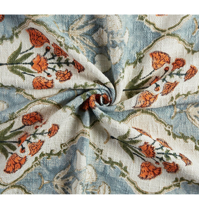 Throw <b>Blanket</b> Blue Orange Printed Floral Pattern Striped Border Eco-Friendly Breathable Skin-Friendly Modern Bedding Decorative - Product Image 3