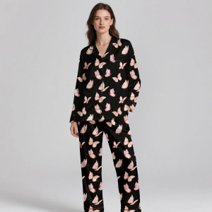 Conjunto de Pijama de Seda Satén con Estampado Digital de Lujo |   Ligero, Transpirable y Suave para Primavera y Verano, Personalizable - Product Image 5