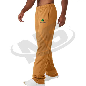 Pantalons évasés en coton pour hommes Pantalon de survêtement patchwork à ceinture élastique Joggers évasés décontractés OEM personnalisés lavés - Product Image 3