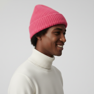 2025 New Arrived Solid Color Warm Thicken Fluffy Mohair Knitted Beanies Fashionable Winter Wear Jacquard Mohair Knitted Beanie - Product Image 2