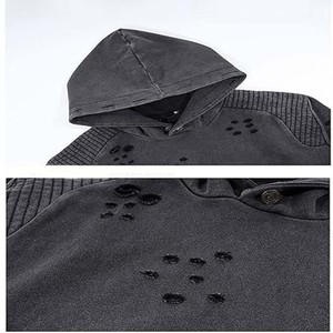 Sudadera con capucha de lavado ácido de 420 Gsm de peso pesado con logotipo personalizado para hombre, aspecto lavado vintage desgastado de gran tamaño, gris oscuro para el invierno - Product Image 3