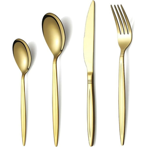 Ensemble de couverts en acier inoxydable au design contemporain de qualité supérieure avec finition dorée en grande taille d'Inde pour Western Party - Product Image 1