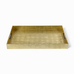 ถาดเคลือบลายทองคำเปลวสมัยใหม่ งานแฮนด์เมด ดีไซน์ยืดหยุ่น สำหรับตกแต่งโต๊ะเสิร์ฟอาหาร และตกแต่งภายในบ้าน จากเวียดนาม - Product Image 1