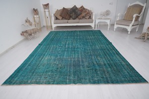 Grands tapis turcs vintage Oushak 7x10 pieds surdimensionnés, tapis faits main délavés - Product Image 1