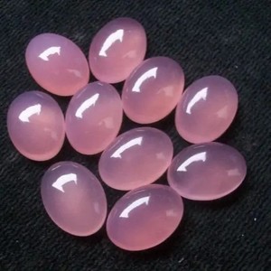 พลอยคาลซิโดนีสีชมพูธรรมชาติทรงรีหลวม10มม. 12มม. หินแท้ขายส่งขายส่ง - Product Image 1