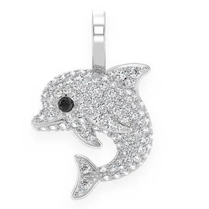 Collier tendance en or massif 10 carats avec pendentif minimaliste en forme de dauphin et de poisson, serti de diamants de laboratoire, idée cadeau charmante - Product Image 6