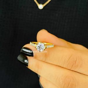 Anillo de compromiso solitario de diamante CVD de 1 quilate de oro macizo de 14 quilates, anillo de diamante solitario de diamante cultivado en laboratorio de corte redondo de 1 quilate - Product Image 4