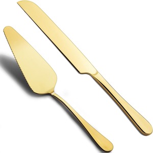 Serveur de gâteau élégant et couteau à beurre avec poignées en verre Outils de dessert élégants pour la table de cuisine de fête de mariage - Product Image 5