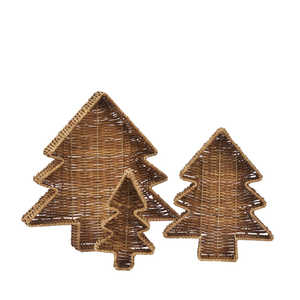 Ensemble de plateaux en rotin en forme de sapin de Noël, décorations de vacances en osier faites à la main, vaisselle, décoration de Noël, provenant d'un fournisseur vietnamien - Product Image 1