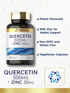 Cápsulas de Quercetina Orgánica y Bromelina, Cápsulas de Extracto de Quercetina para la Defensa Inmunológica, Mejoran la Salud Respiratoria, Cápsulas de Quercetina y Zinc - Product Image 4