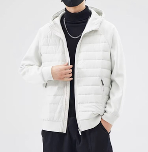 High Quality Custom Men's Oversized Sports Canvas Puffer Jacket Crew <b>Neck</b> Plain Dyed Zipper Closure Spring Front - Product Image 1