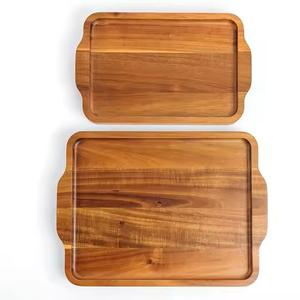 UNIQUE FARMOUSE round Acacia Wood Serving <b>Tray</b> for Kitchen Home or Hotel Classic Style Tableware for <b>Party</b> or Food Ser - Product Image 1