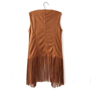 Explosive Tassel Deerskin <strong>Velvet</strong> Unbuttoned Women's Mid-Length Vest <strong>Jacket</strong> Sehe Fashion - Product Image 3