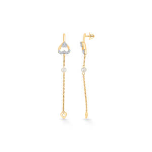 Heartline Gold & <b>Diamond</b> Drop Dangler <b>Earrings</b> Trendy Religious Style <b>Pearl</b> Accent Zinc Alloy & Brass - Product Image 4