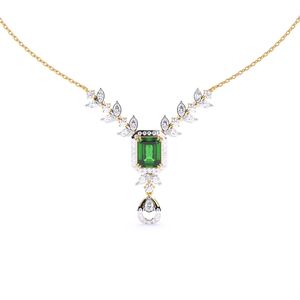 Emerald Elegance Gold Lab Diamond Fine Pendentif Collier Élégant Luxueux Or Blanc Moissanite Pierre pour Cadeau de Fiançailles - Product Image 2