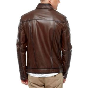 Chaqueta de cuero de invierno para hombre, chaqueta de cuero lavada para motocicleta Punk con cuello de plumón, prendas de vestir informales sin capucha de manga larga OEM - Product Image 4