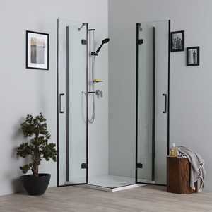 Paroi de douche MATT BLACK LION 90X90 H190 CM sans profilés, rideaux de douche compacts et élégants - Product Image 2