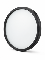 Fenêtre fixe en verre dépoli rond sur mesure, cadre en aluminium noir mat, pour bâtiment commercial moderne