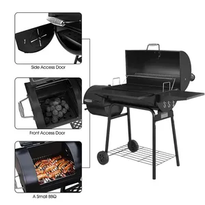 American Gourmet Offset Smoker Tragbarer Hinterhof Holzkohle BBQ Grill Camping Barbecue Grill mit seitlicher Feuer box