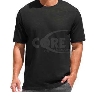 T-shirts pour hommes légers 140gsm en gros personnalisé vierge 100% coton lâche col rond conception respirante - Product Image 5